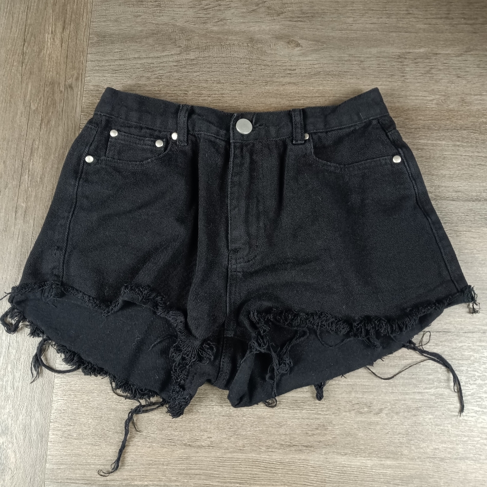 Princess Polly Black Denim Jean Shorts Size 8